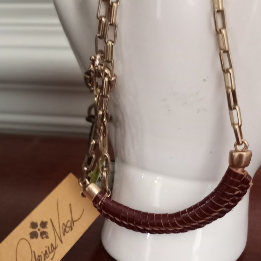 'Patricia Nash'  ARIANNA Russian Gold Paper clip link & Leather